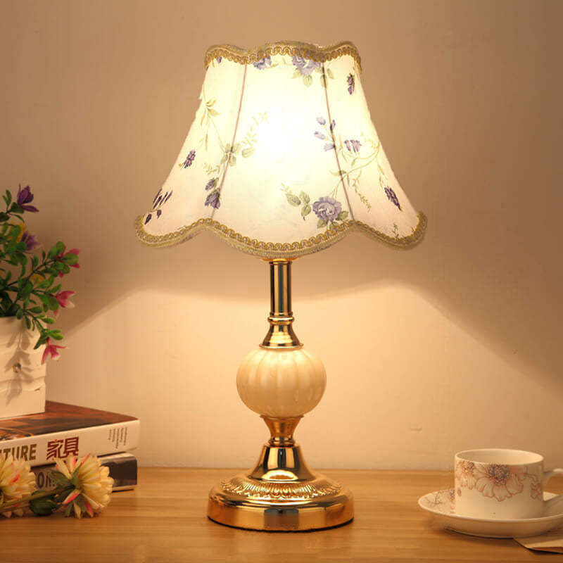 Nordic Vintage Floral Glass Table Lamp for Bedroom or Living Room Decor