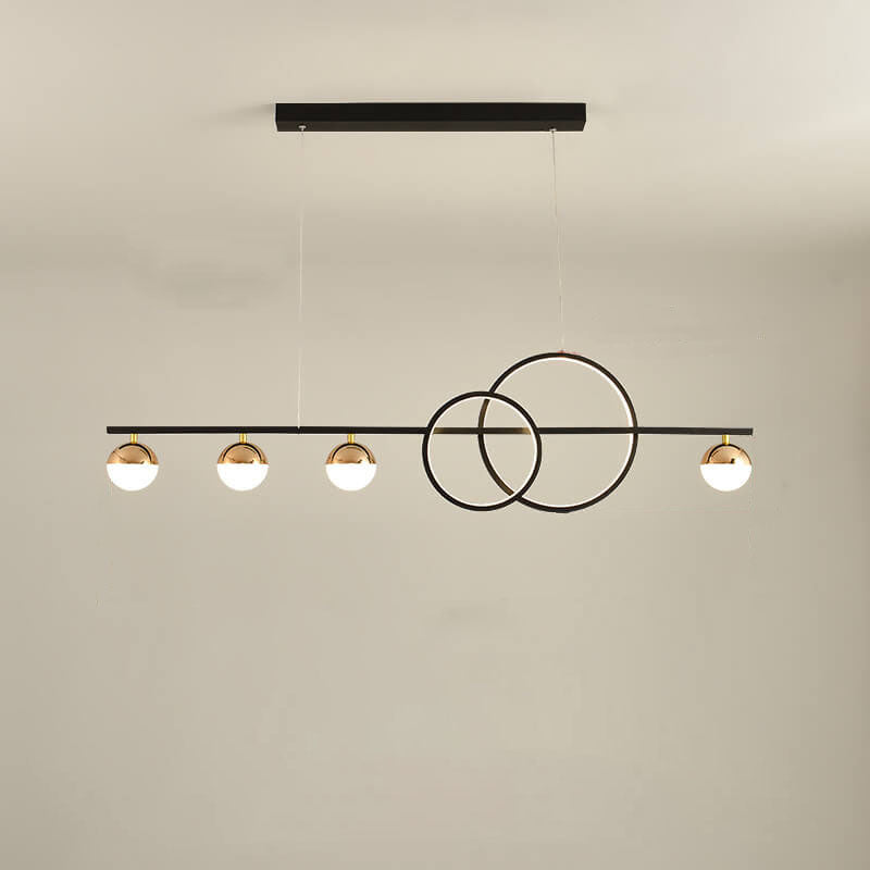 Sleek Silver LED Round Globe Chandelier Pendant Light for Kitchen Island