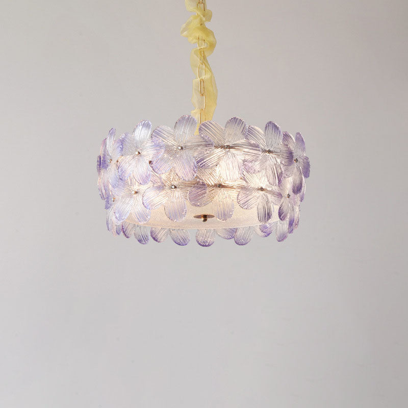 Modern Art Deco Gold Glass & Iron 6/8 Light Chandelier for Living Room