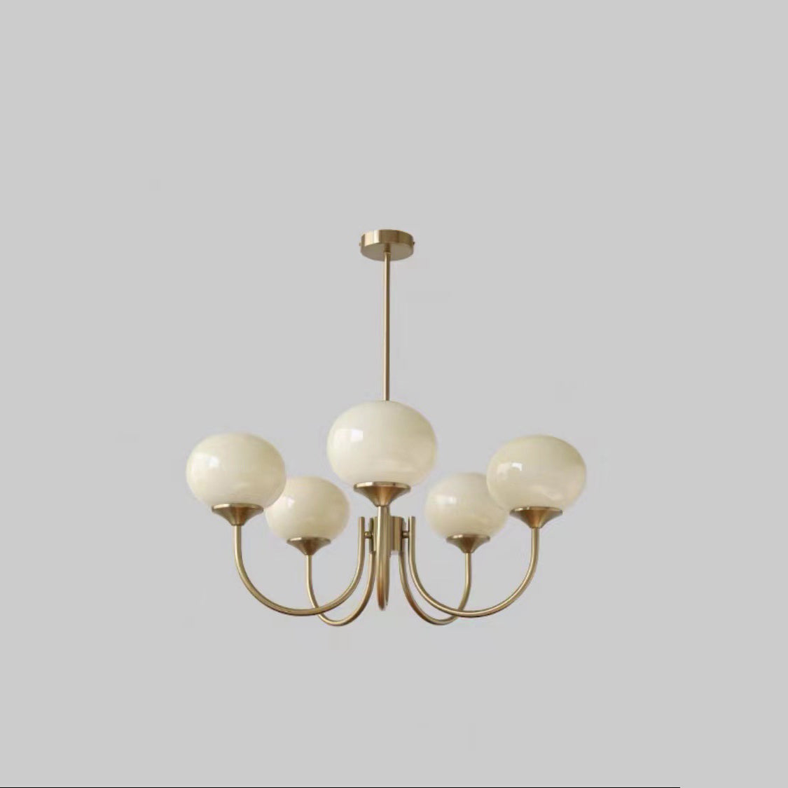 Modern Black Iron Oval Chandelier with Glass Shades for Living Room