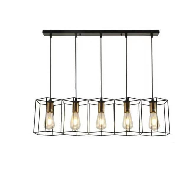 Mid-Century Geometric Iron Frame 3/5-Light Island Chandelier for Living Room