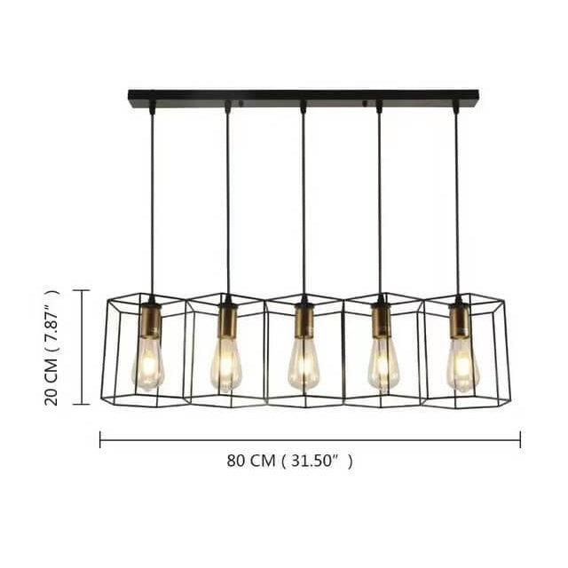 Mid-Century Geometric Iron Frame 3/5-Light Island Chandelier for Living Room