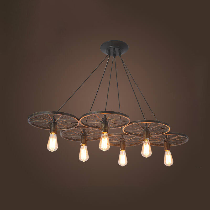 Vintage Industrial Wrought Iron 1/3/6-Light Chandelier for Loft Spaces