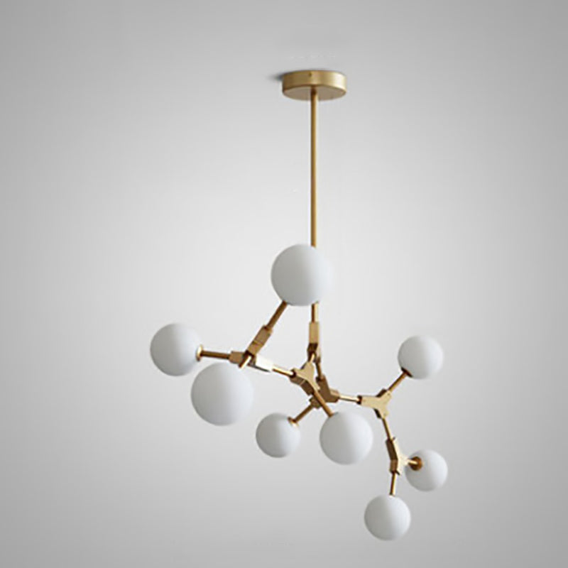 Scandinavian Glass & Iron Chandelier, 6/8 Lights for Modern Bedrooms