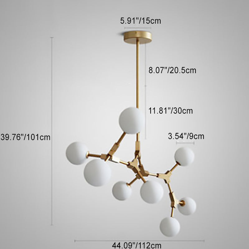 Scandinavian Glass & Iron Chandelier, 6/8 Lights for Modern Bedrooms