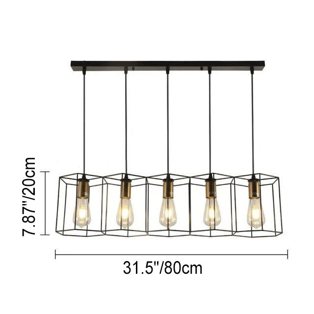 Industrial Geometric Iron 3/5 Light Island Chandelier for Dining Room