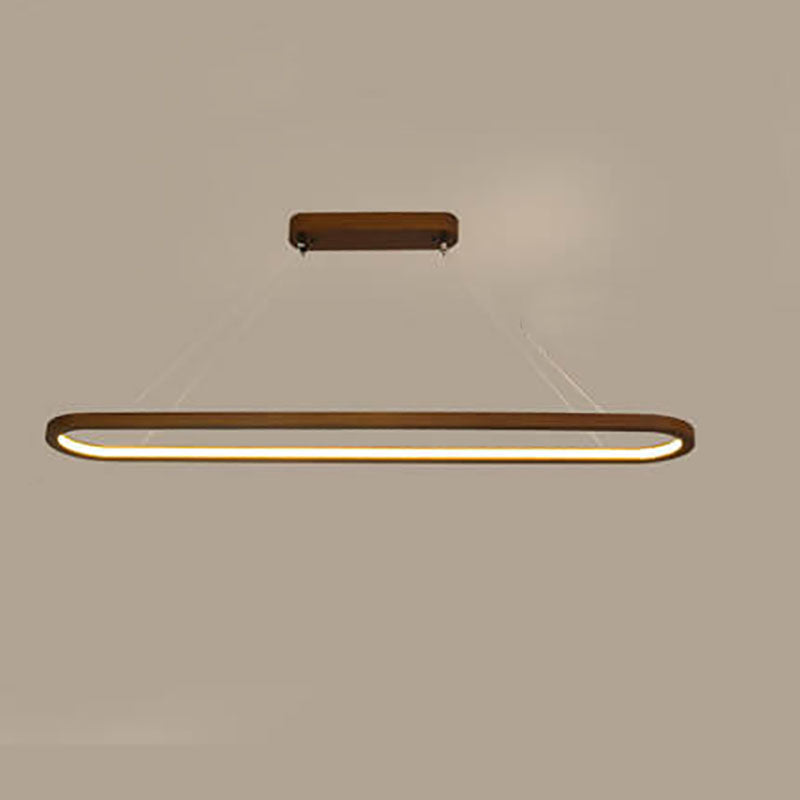 Modern Solid Wood Round LED Island Chandelier for Kitchen Dining Room