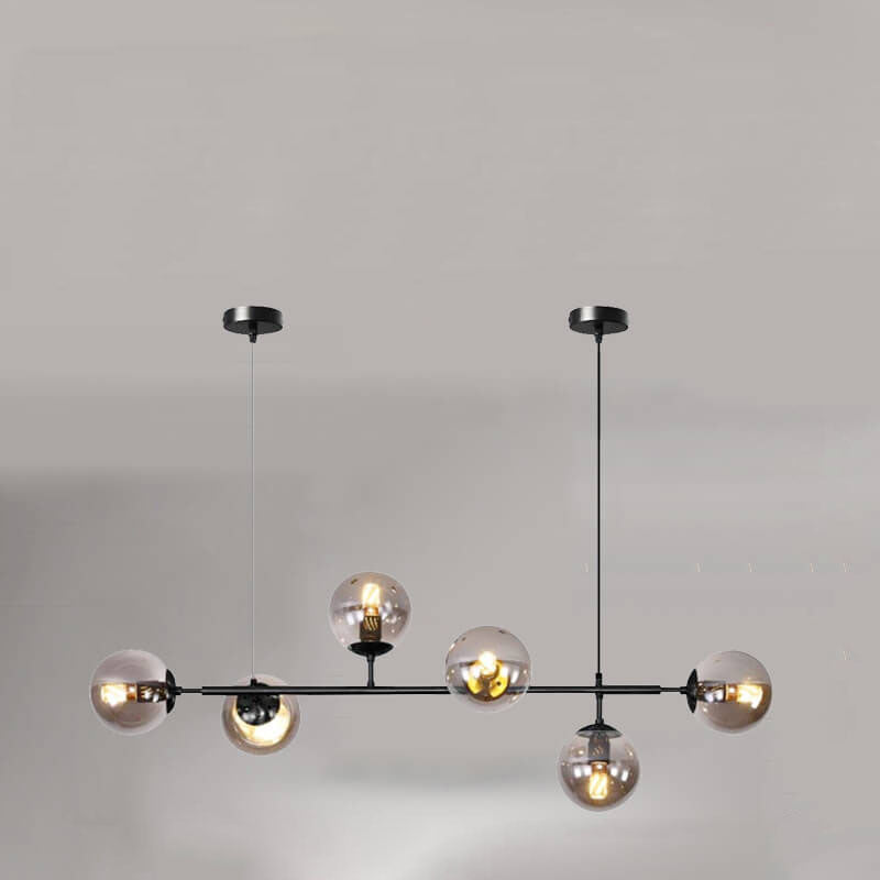 Vibrant Nordic Minimalist 6-Light Glass Orb Chandelier for Kitchen Island