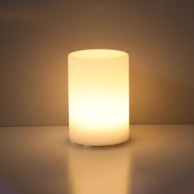 Geometric White Battery-Powered LED Table Lamp for Bedroom Decor