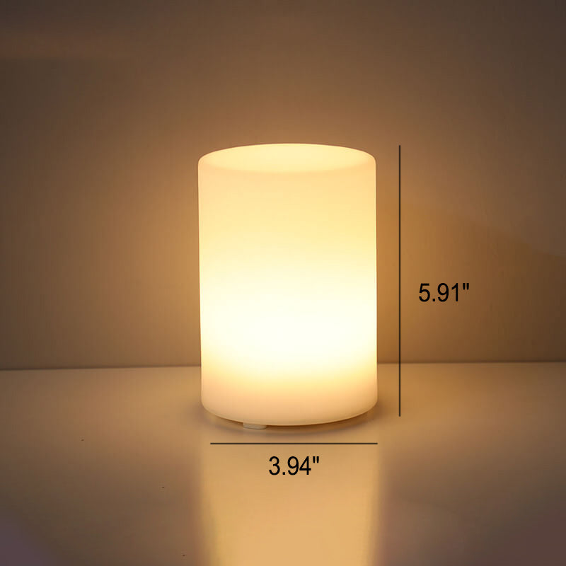 Geometric White Battery-Powered LED Table Lamp for Bedroom Decor