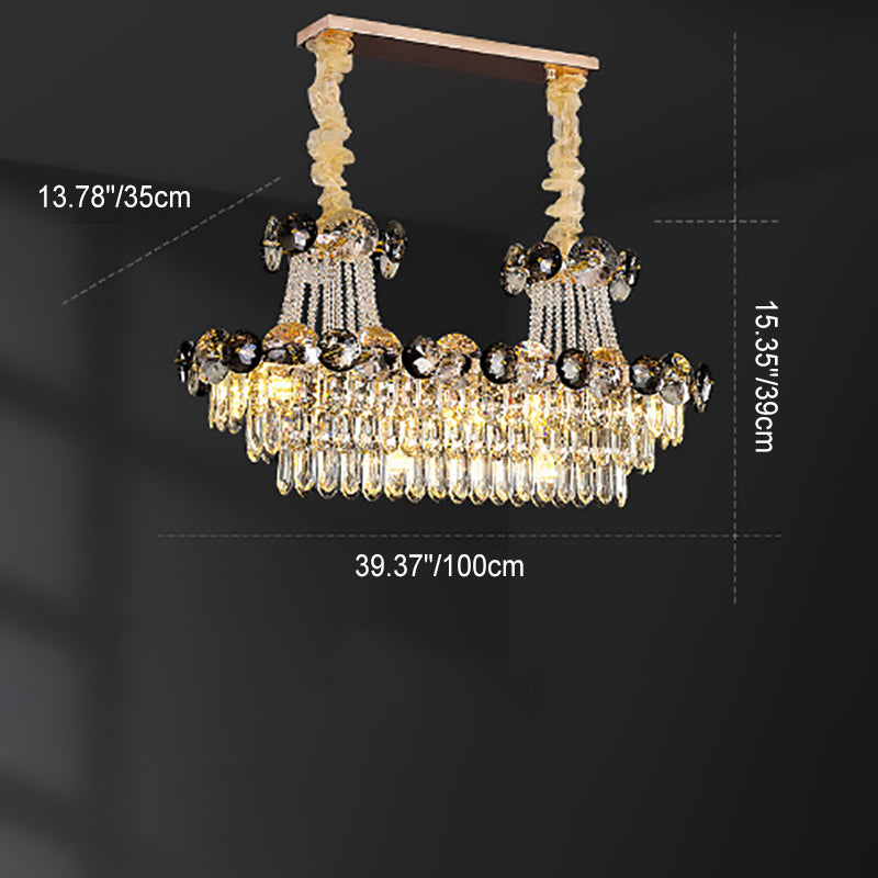 Modern Crystal Half Round Ball Iron Chandelier for Living Room, 8-24 Lights