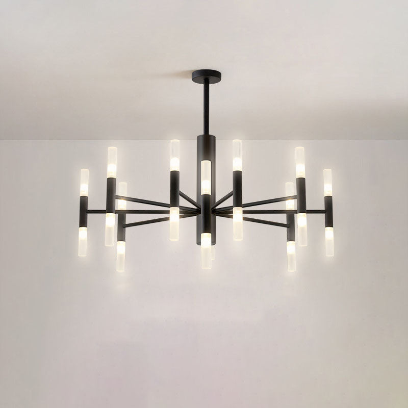 Nordic Style Black Wrought Iron Chandelier Pendant for Bedroom Décor