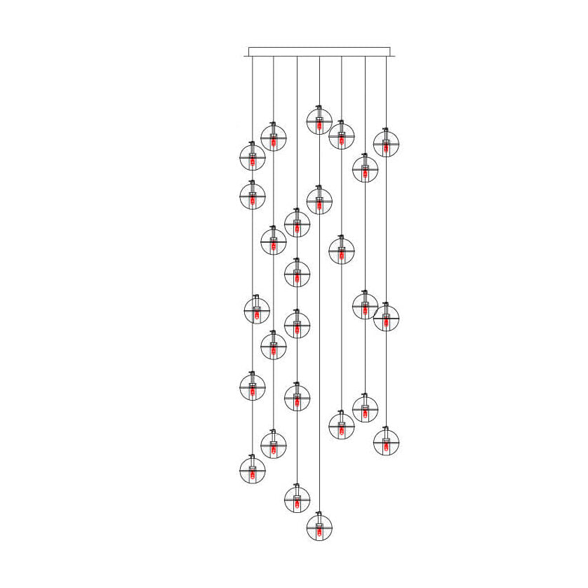 Modern Crystal Orb LED Chandelier Pendant for Luxurious Staircase Decor