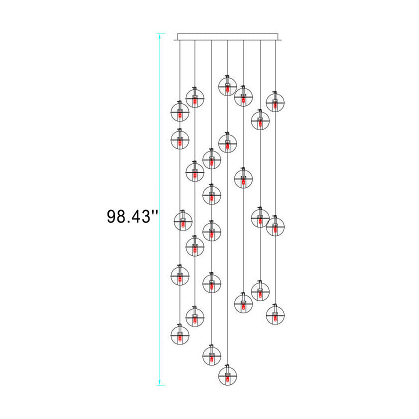 Modern Crystal Orb LED Chandelier Pendant for Luxurious Staircase Decor