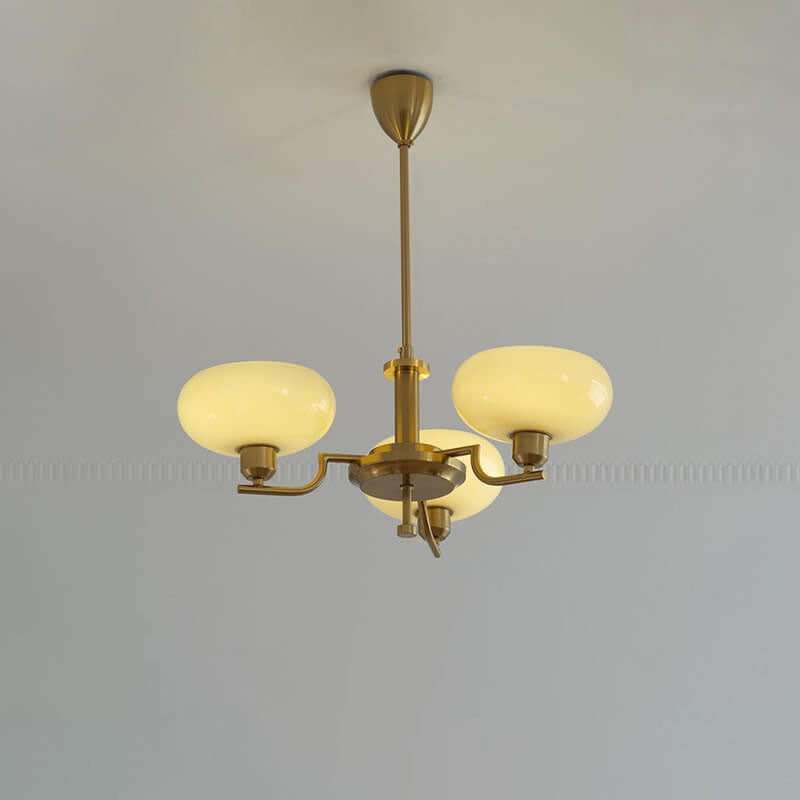 Traditional Vintage Milk White Glass Dome Chrome 3/5 Light Chandelier