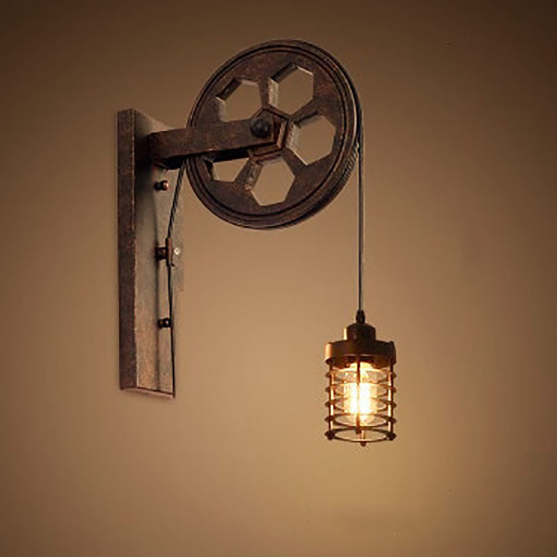 Rustic Iron Industrial 1-Light Wall Sconce Lamp for Vintage Home Decor