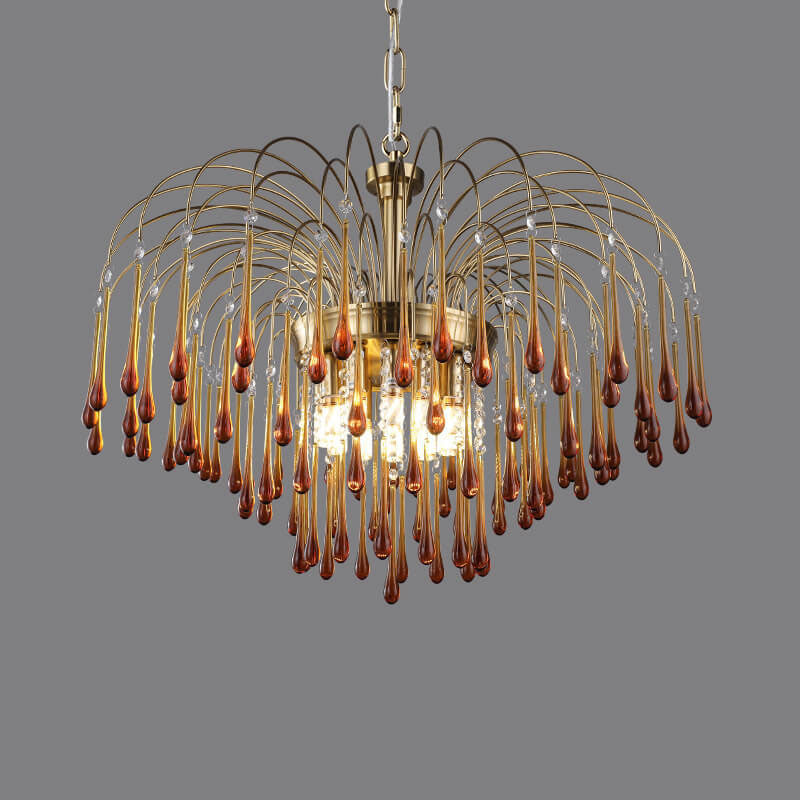 Traditional Copper Teardrop Chandelier - 4/6/10 Light for Living Room