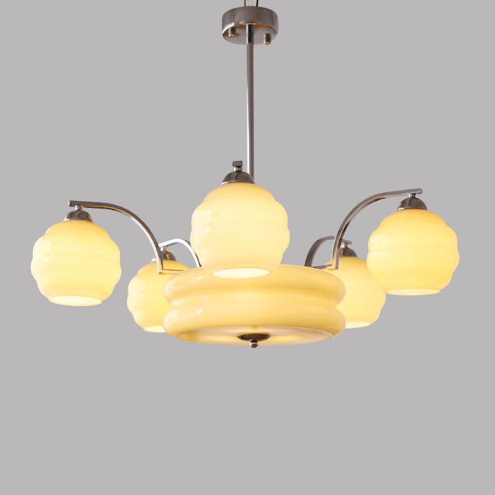 Mid-Century Modern Iron and Glass Orb Chandelier for Living Room 4/6/8 Light