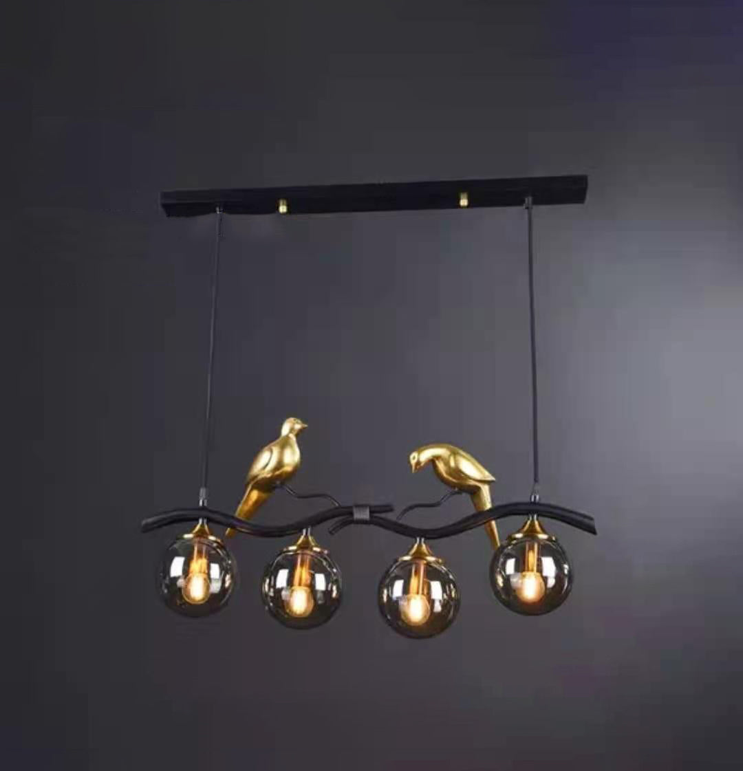 Modern Resin and Glass 4-Light Chandelier for Living Room Island
