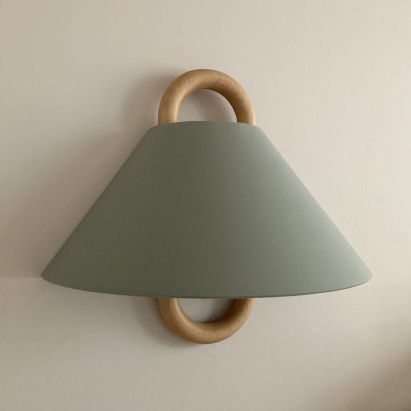 Contemporary Natural Wood Pleated Semi-Circle Wall Sconce for Living Room