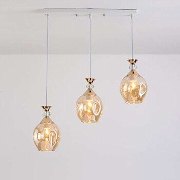 Nordic Gradient Glass Orb 1/3 Light Chandelier for Modern Living Room