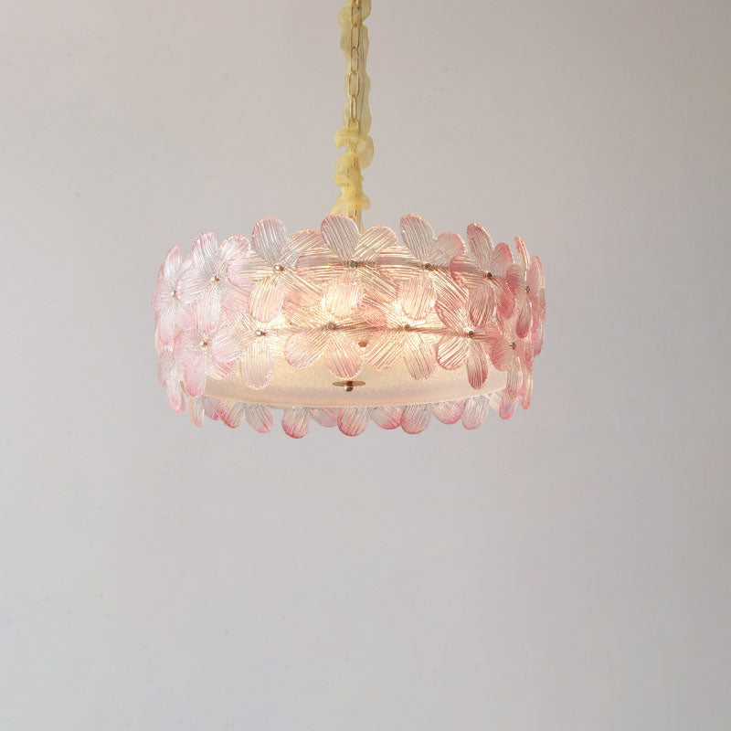 Modern Art Deco Gold Glass & Iron 6/8 Light Chandelier for Living Room