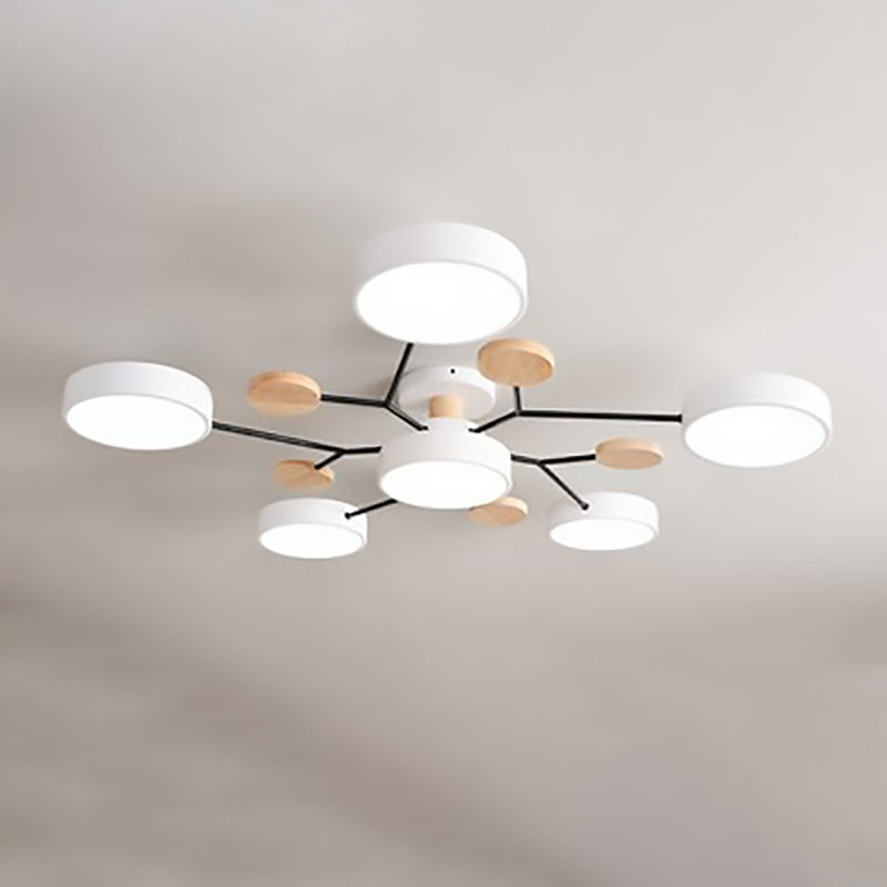 Scandinavian Round LED Semi-Flush Mount Light for Modern Living Room