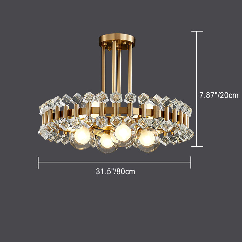 Modern Gold Finish Chandelier with Colorful Glass Shades for Living Room
