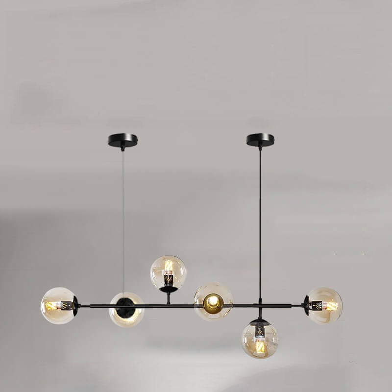 Vibrant Nordic Minimalist 6-Light Glass Orb Chandelier for Kitchen Island