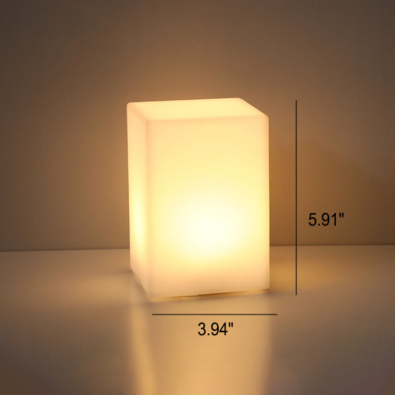 Geometric White Battery-Powered LED Table Lamp for Bedroom Decor