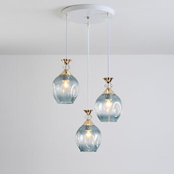 Nordic Gradient Glass Orb 1/3 Light Chandelier for Modern Living Room