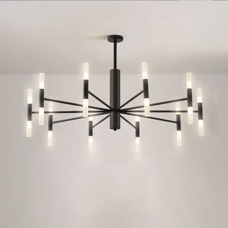 Nordic Style Black Wrought Iron Chandelier Pendant for Bedroom Décor