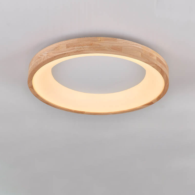 Scandinavian Style Natural Wood LED Flush Mount Ceiling Light for Hallway