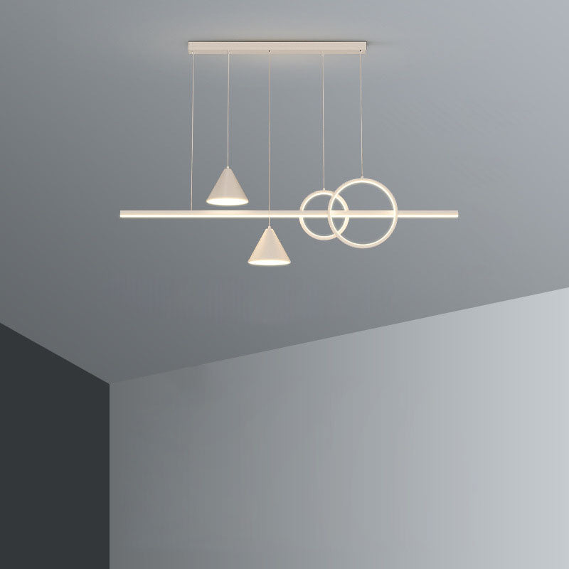 Contemporary Black Iron & Acrylic LED Chandelier for Dining Room Island
