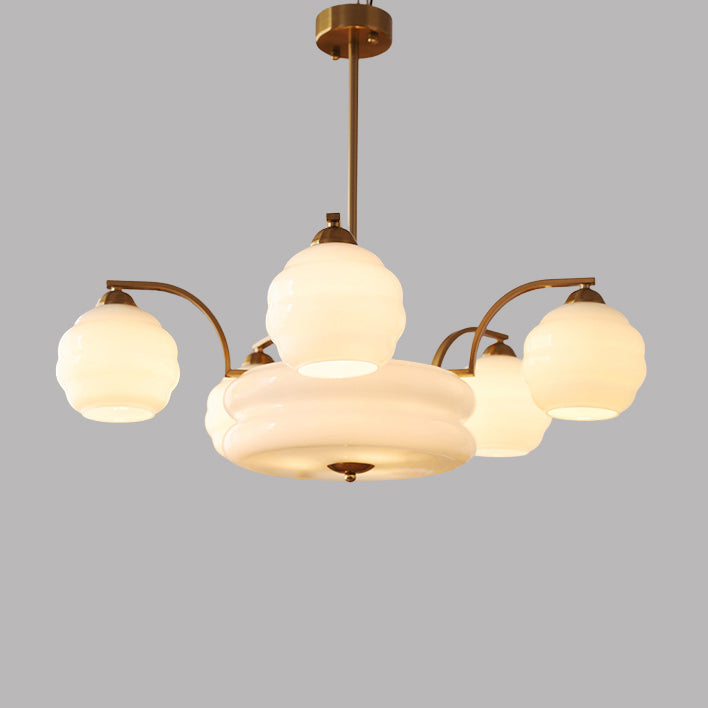 Mid-Century Modern Iron and Glass Orb Chandelier for Living Room 4/6/8 Light