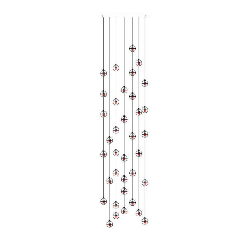 Modern Crystal Orb LED Chandelier Pendant for Luxurious Staircase Decor