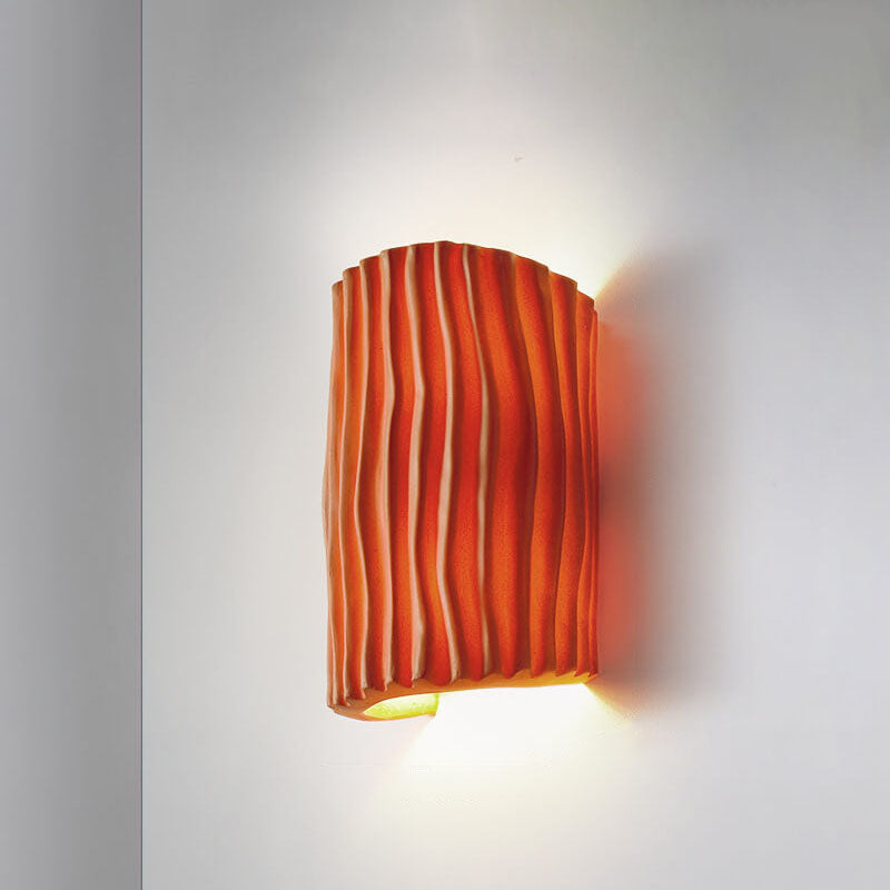 Nordic Design Resin Striped Half Cylinder 2-Light Wall Sconce for Living Room