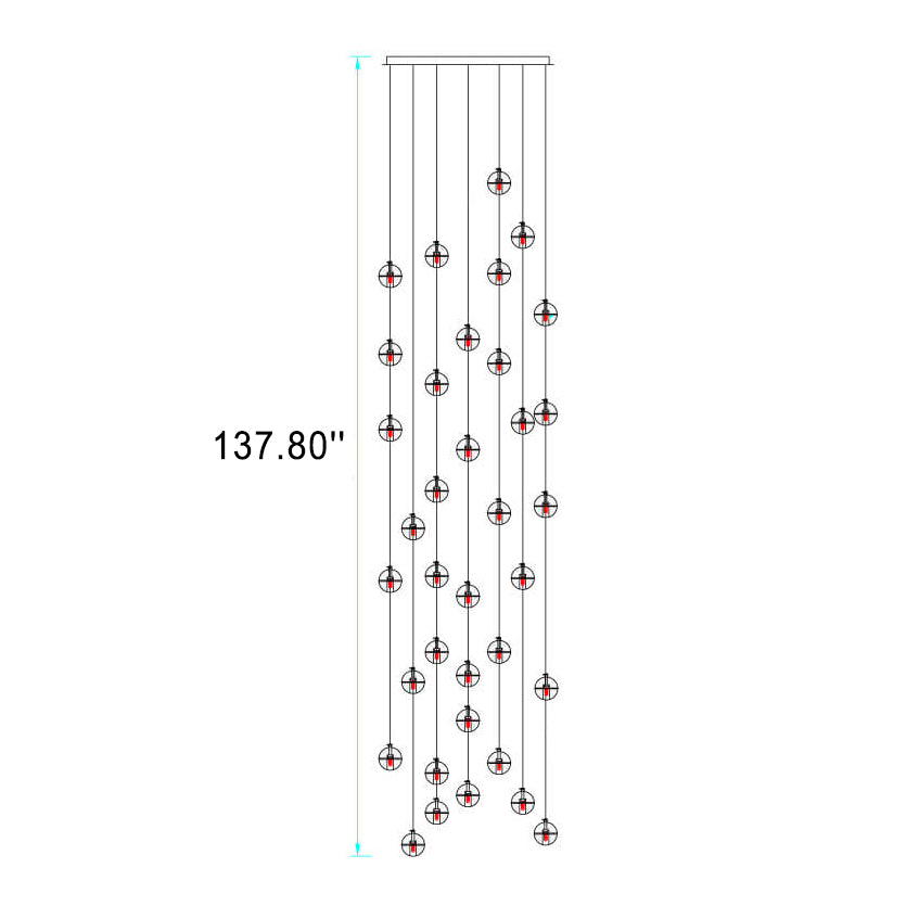 Modern Crystal Orb LED Chandelier Pendant for Luxurious Staircase Decor