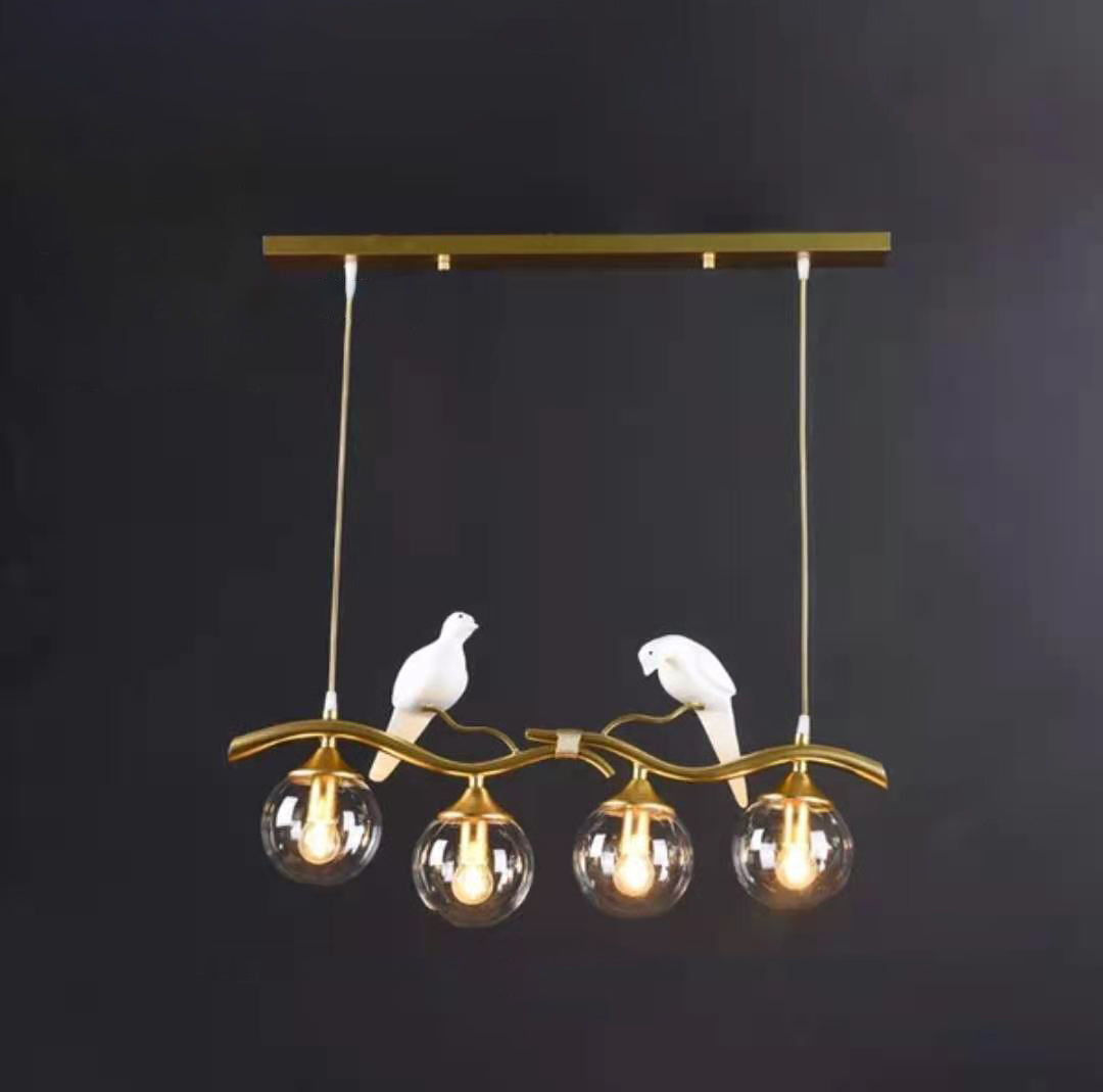 Modern Resin and Glass 4-Light Chandelier for Living Room Island