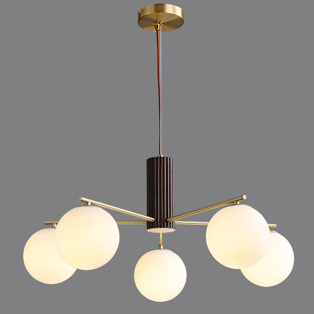 Contemporary Copper Glass Sphere Chandelier for Dining Room or Living Room