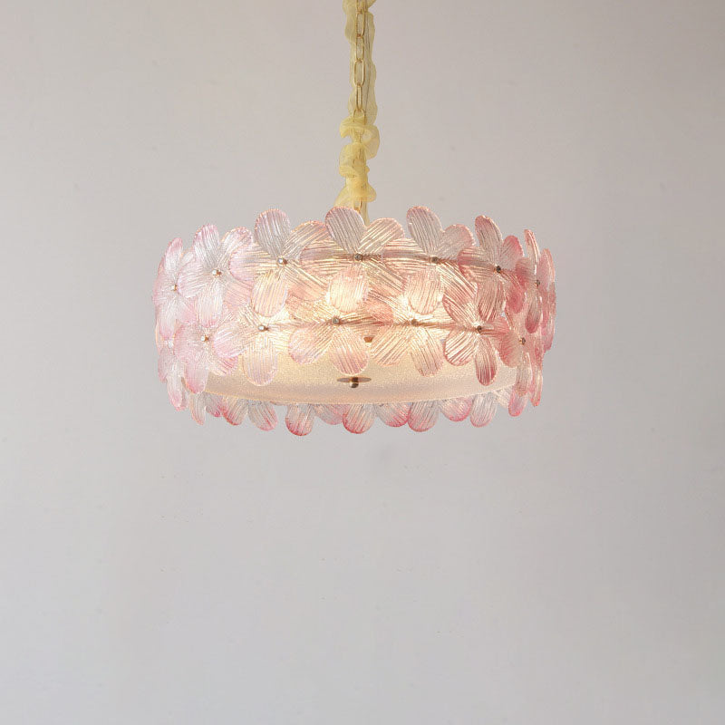 Modern Art Deco Gold Glass & Iron 6/8 Light Chandelier for Living Room
