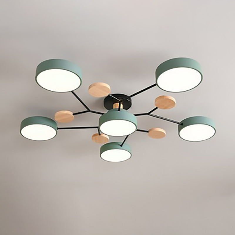 Scandinavian Style Round LED Semi-Flush Mount Light for Living Room