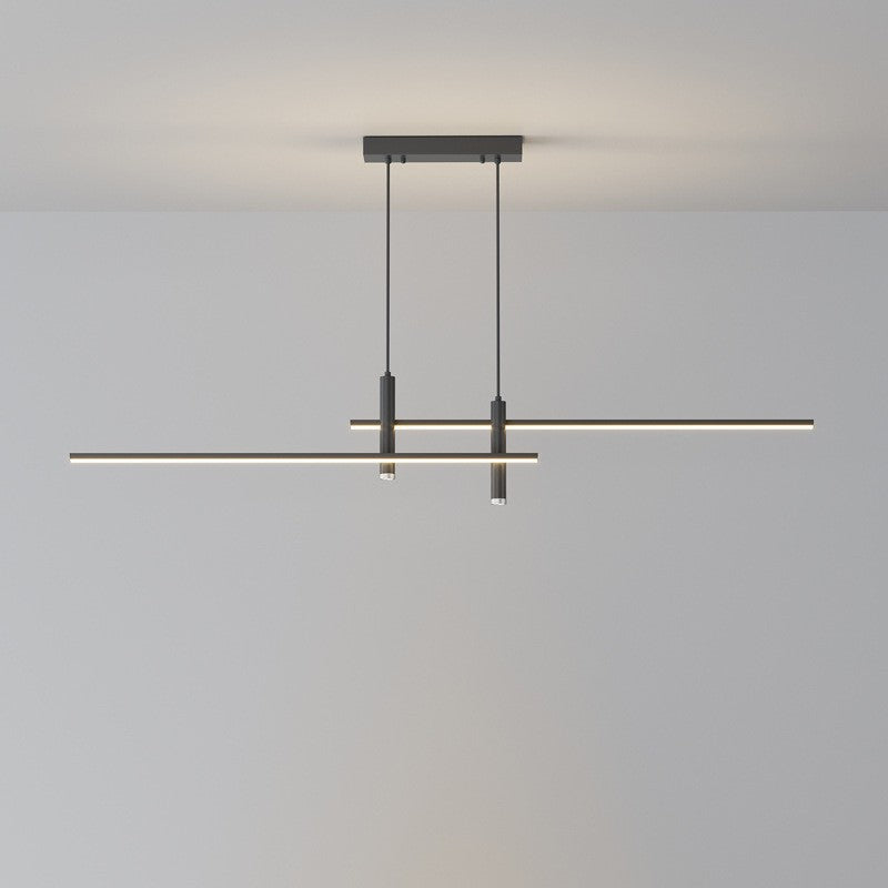 Sleek Black Geometric LED Chandelier Island Light for Dining Room Decor