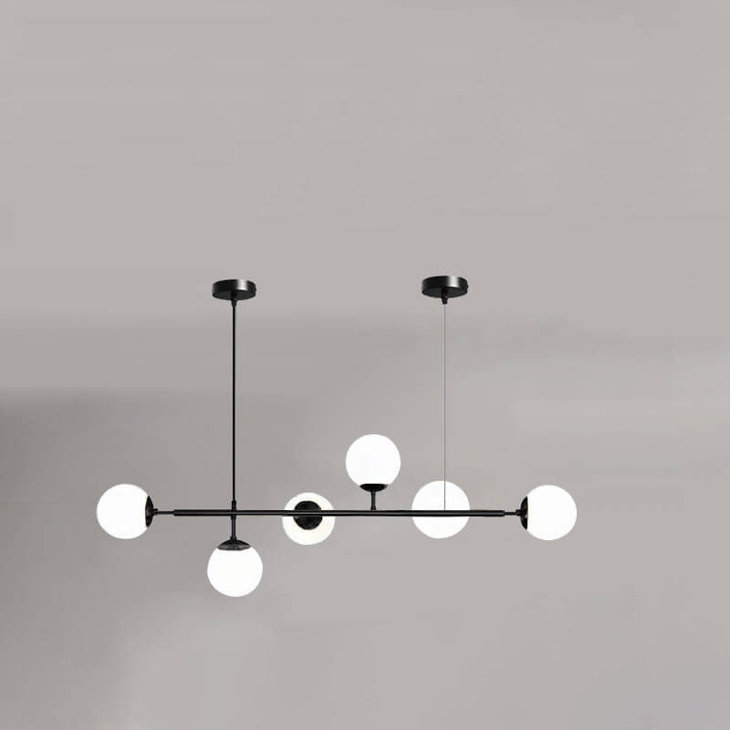 Vibrant Nordic Minimalist 6-Light Glass Orb Chandelier for Kitchen Island