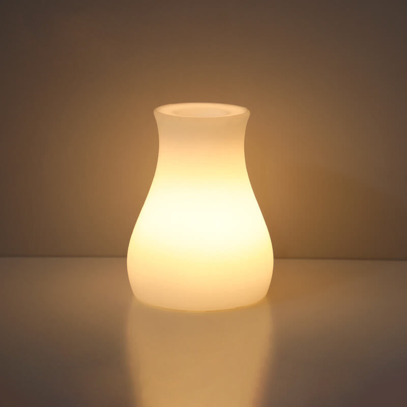 Geometric White Battery-Powered LED Table Lamp for Bedroom Decor