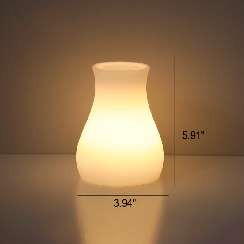 Geometric White Battery-Powered LED Table Lamp for Bedroom Decor
