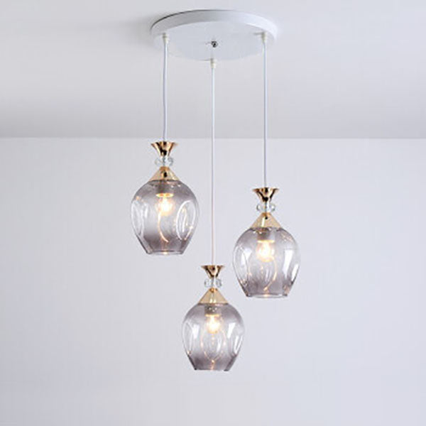 Nordic Gradient Glass Orb 1/3 Light Chandelier for Modern Living Room