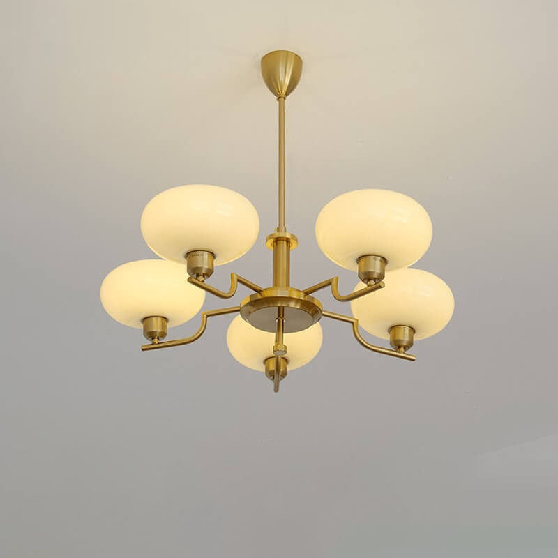 Traditional Vintage Milk White Glass Dome Chrome 3/5 Light Chandelier