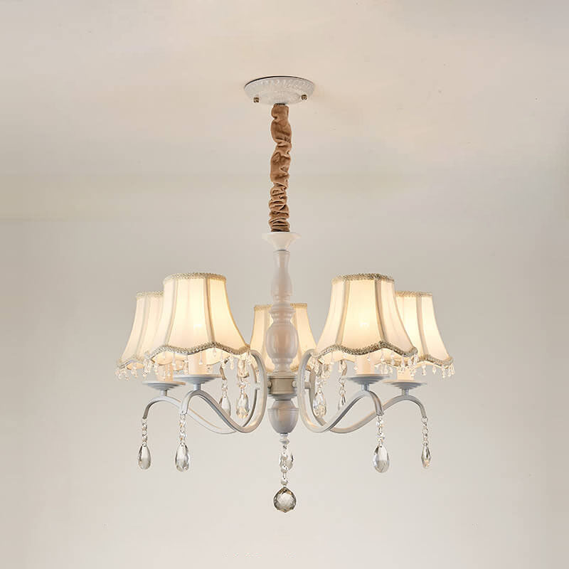 Elegant Modern Iron and Crystal Chandelier for Dining or Living Room
