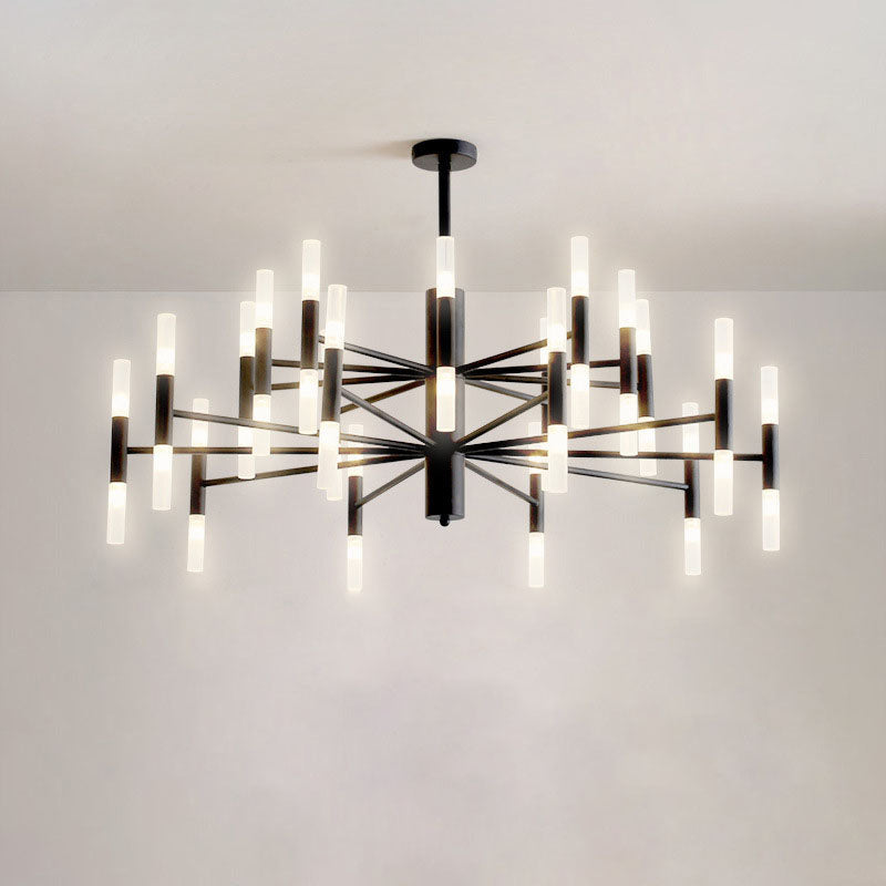 Nordic Style Black Wrought Iron Chandelier Pendant for Bedroom Décor